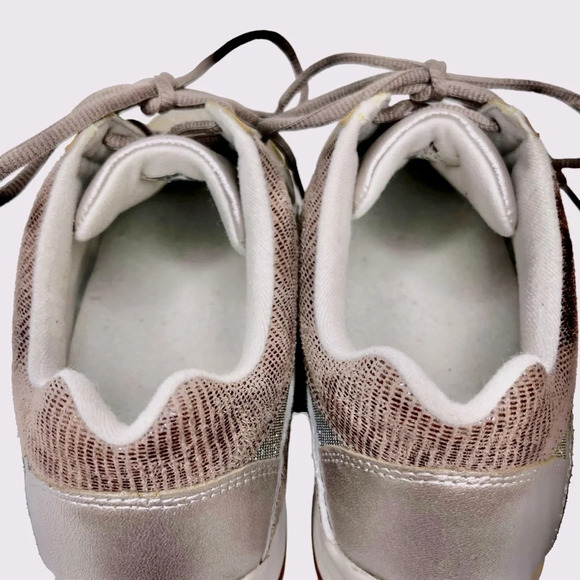 DREW Tuscany Sneaker in Pewter Leather/Glitter Mesh Size 9.5 - Picture 8 of 14